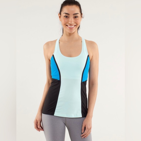 Lululemon Cool Racerback *Surf Bonded Aquamarine / Beach Blanket Blue / Black - Picture 3 of 11